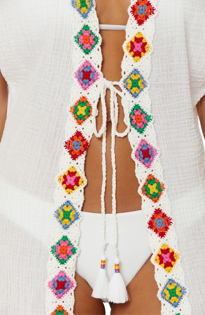 Isabella Rose 1969 Crochet Trim Cotton Cover-Up, Alternate, color, White