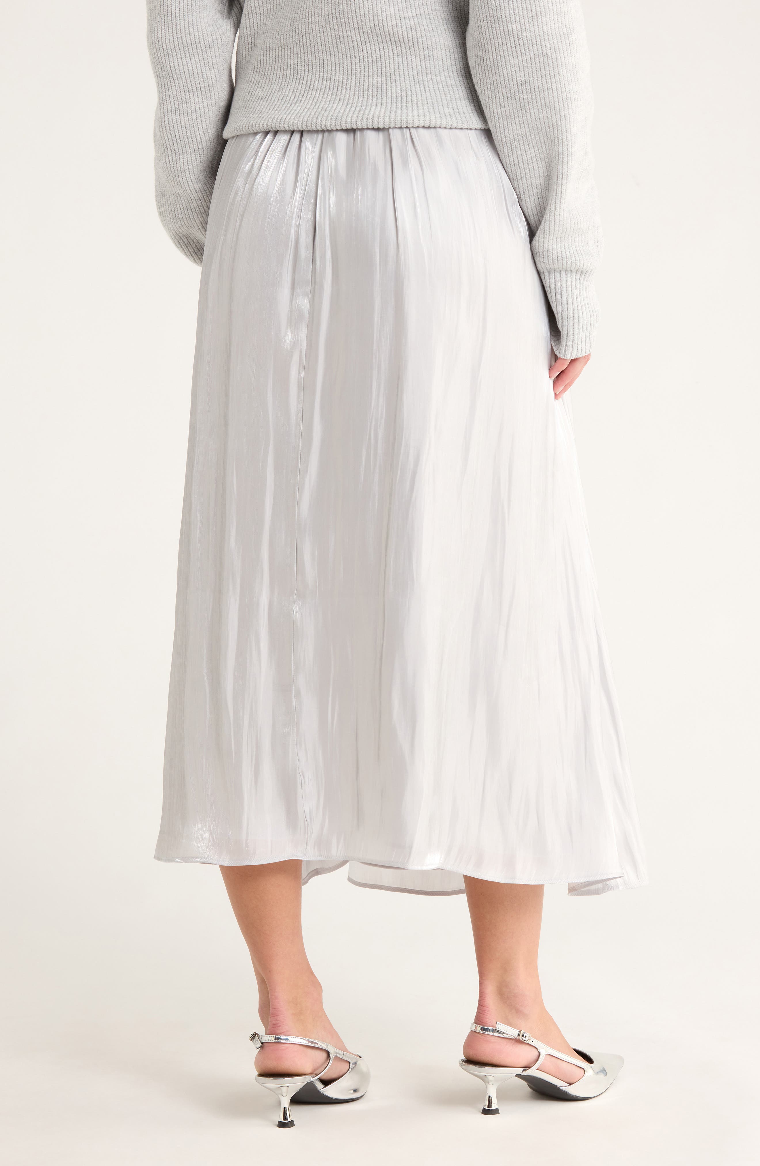 Shiny Gathered Midi Skirt - image 2
