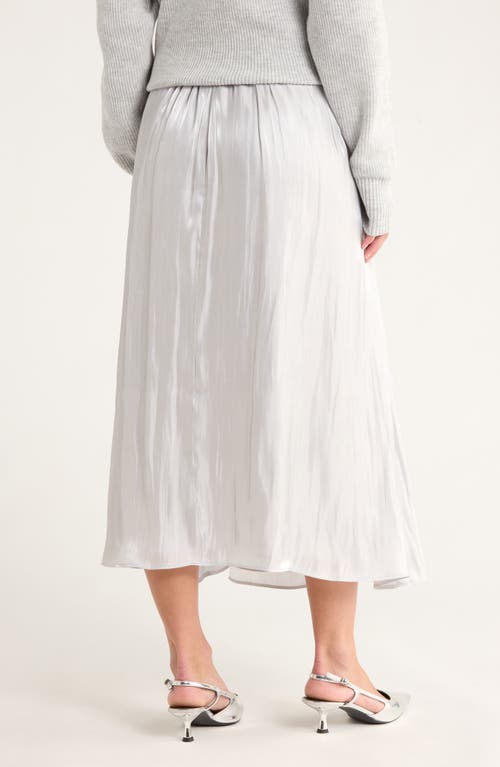 Nordstrom Rack Shiny Gathered Midi Skirt In Gray