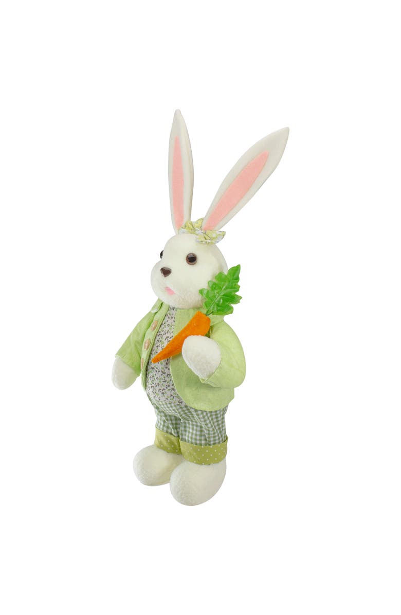 Northlight 20" White and Green Standing Rabbit Easter Figure, Alternate, color, White