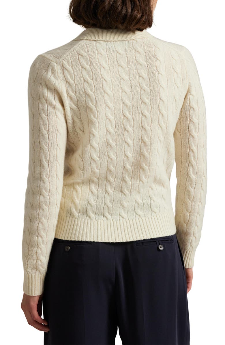 Polo Ralph Lauren Cable Stitch Wool & Cashmere Polo Sweater, Alternate, color, 