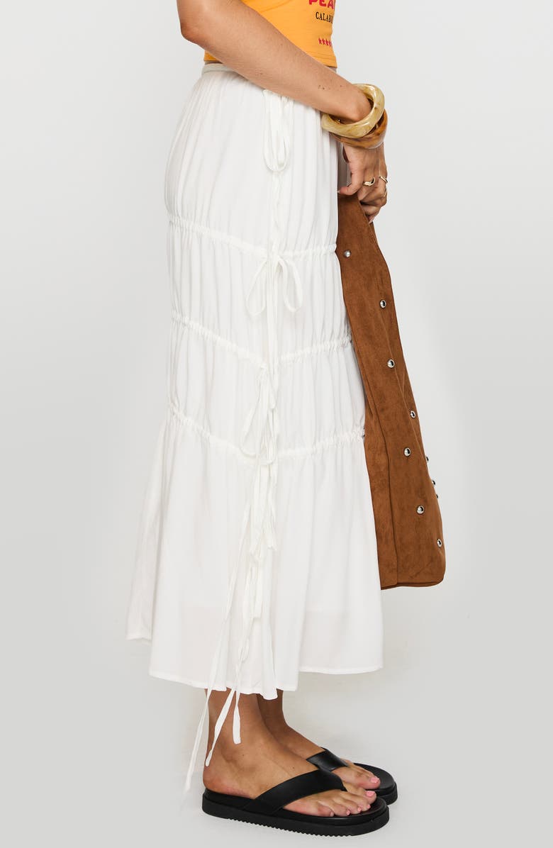 Princess Polly Perky Tie Detail Tiered Maxi Skirt, Alternate, color, White