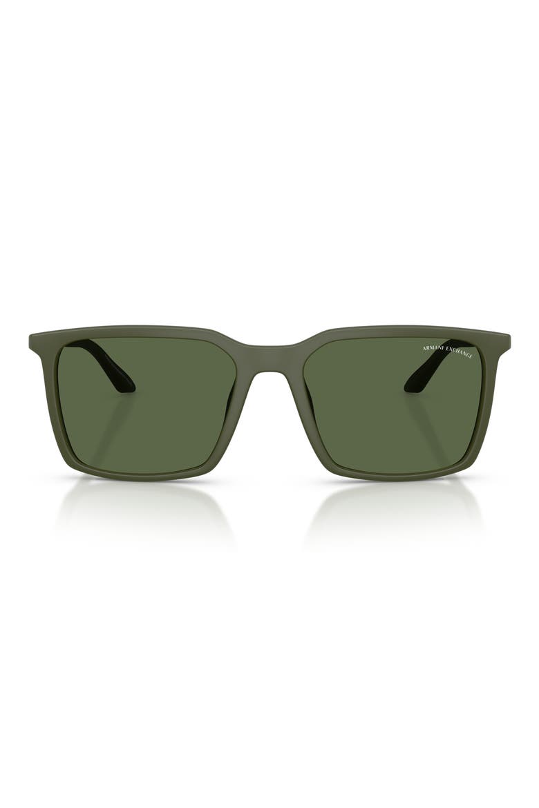 55mm Square Sunglasses, Main, color, MATTE GREEN / DARK GREEN