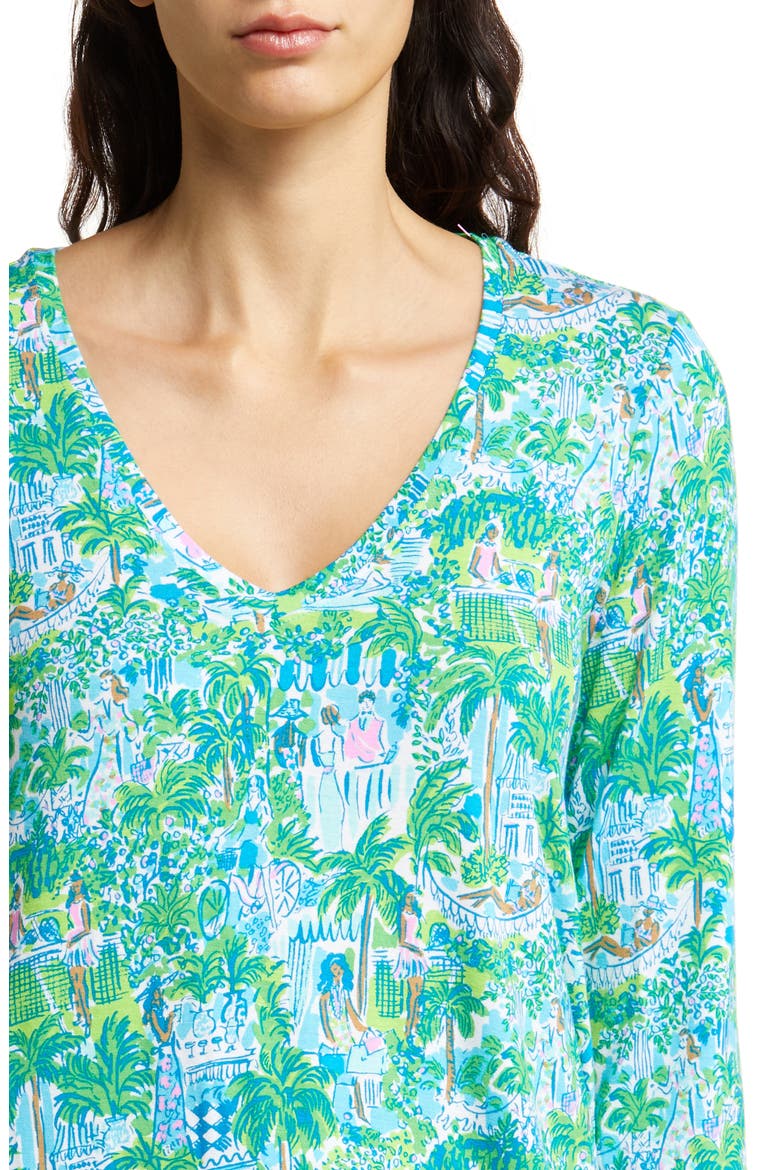 Knit Pajama Top, Alternate, color, SPROUT GREEN LILLY ON HOLIDAY