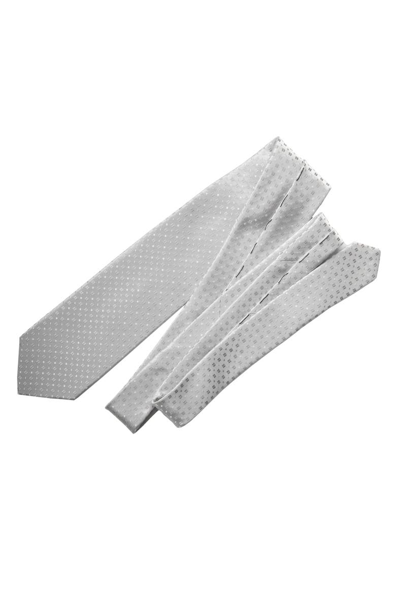 Barbera - Extra Long Silk Jacquard Tie for Men, Alternate, color, Silver