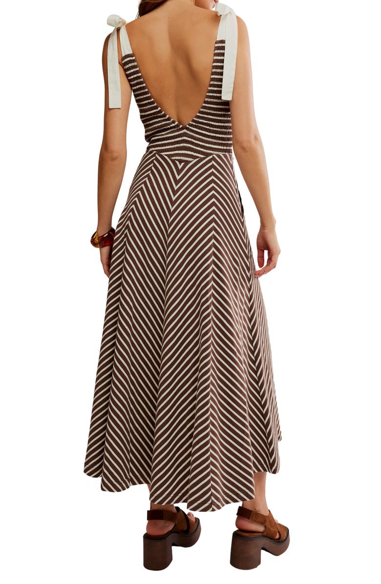 Free People Cecelia Stripe Tie Shoulder Midi Dress, Alternate, color, Palma Combo