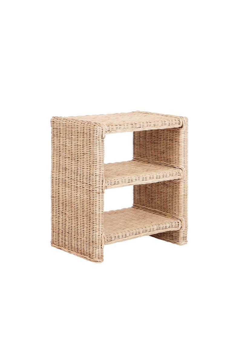Praerie Bohemian Woven 3-Tier Open Shelf End Table, Nightstand Side Table for Bedroom Living Room, Main, color, Natural