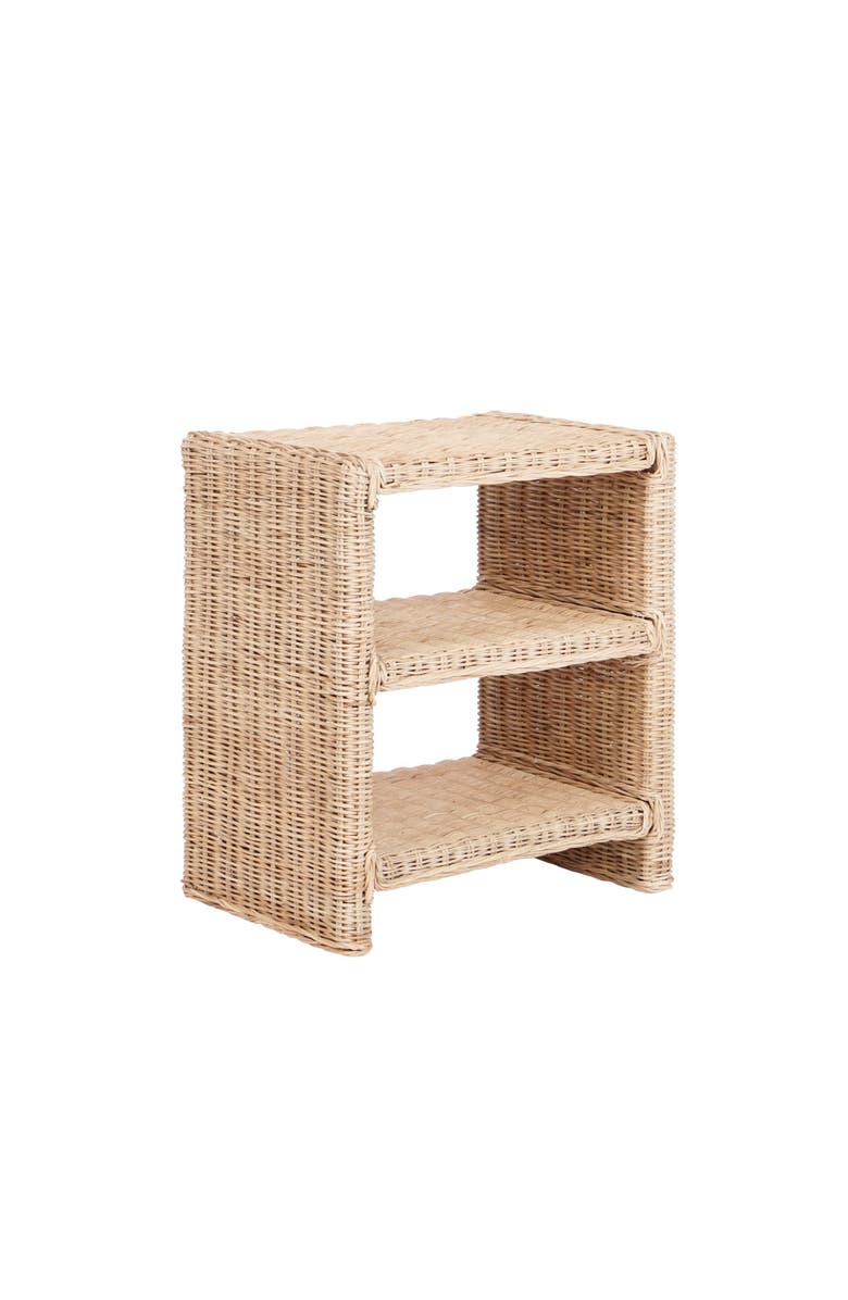 JONATHAN Y Praerie Coastal Bohemian Rattan/Wood 3 Tier End Table, Main, color, Natural