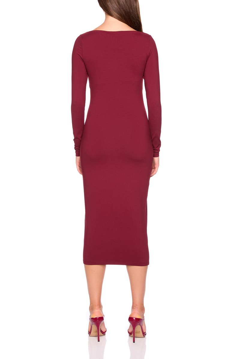Susana Monaco Scoop Long Sleeve Midi Dress, Alternate, color, Oxblood
