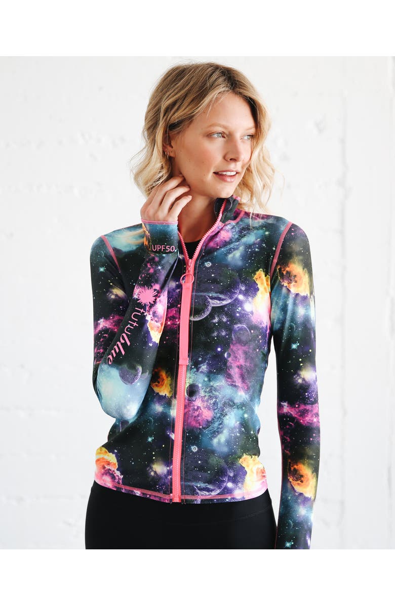 TUTUBLUE Women's Full Zip-Front Rash Guard Swim Top - UPF 50+, Main, color, Galaxy Nebula
