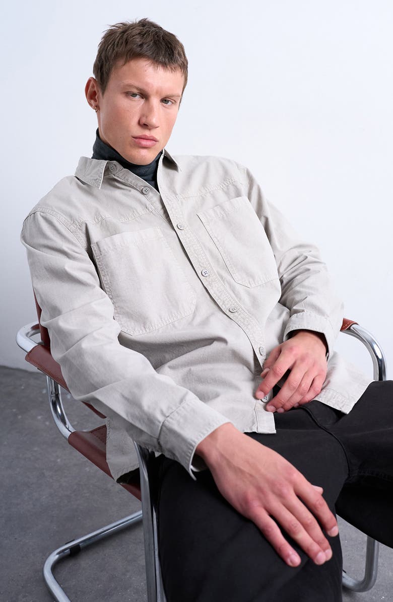 Topman Regular Fit Ripstop Overshirt, Alternate, color, Washed Stone