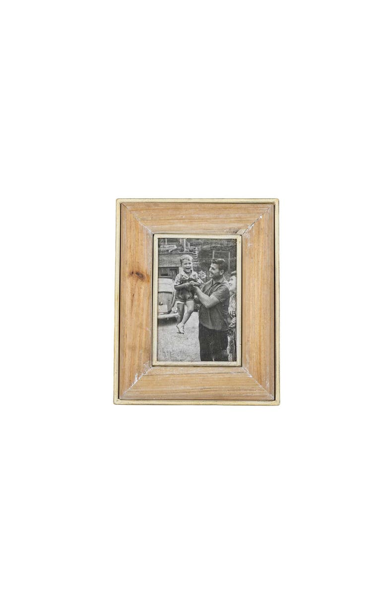 Foreside Home and Garden 4x6 Inch Antique Edged Picture Frame Metal Wood MDF & Glass, Main, color, Brown