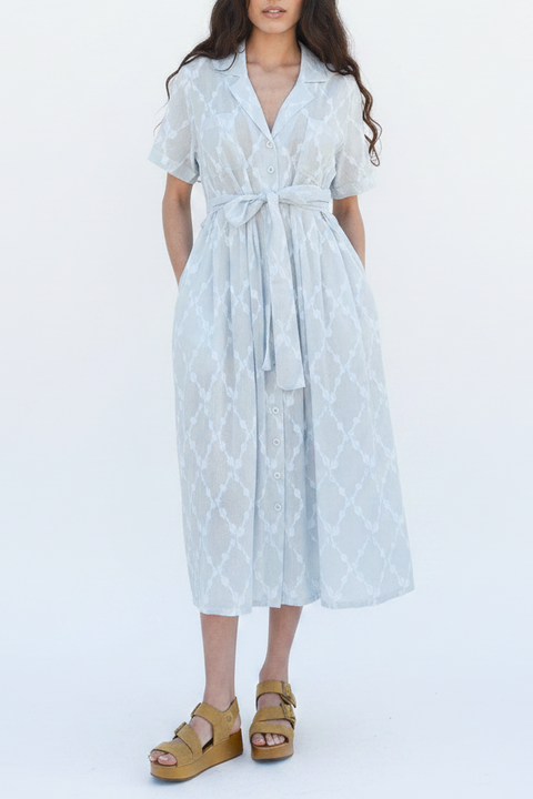 Sabine Button Front Collared Midi Dress