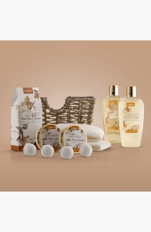 Lovery Home Spa Gift Basket In White Rose & Jasmine