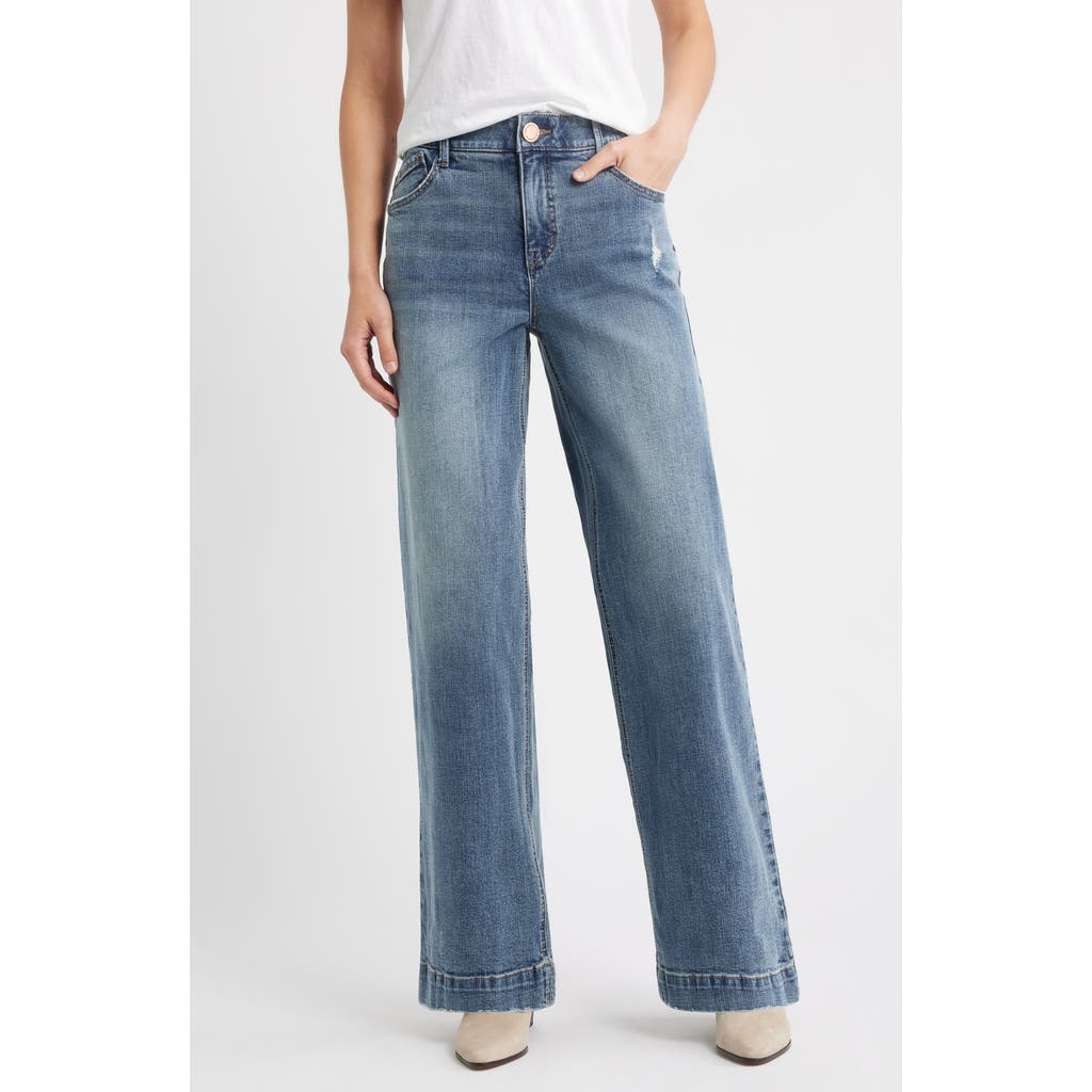 Wit & Wisdom Gracie Skyrise Double Side Seam High Waist Wide Leg Jeans In Blue