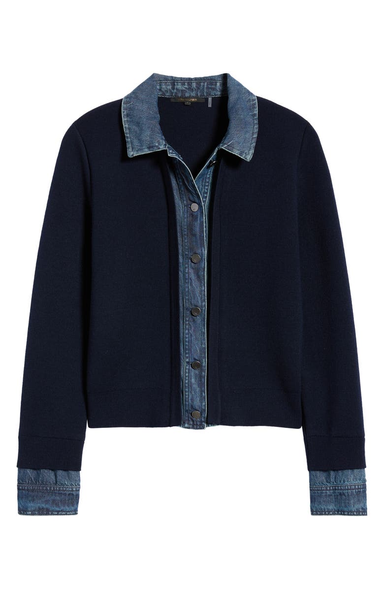 KOBI HALPERIN 'Veronique' Pointelle Detail V-Neck Sweater, Alternate, color, Navy