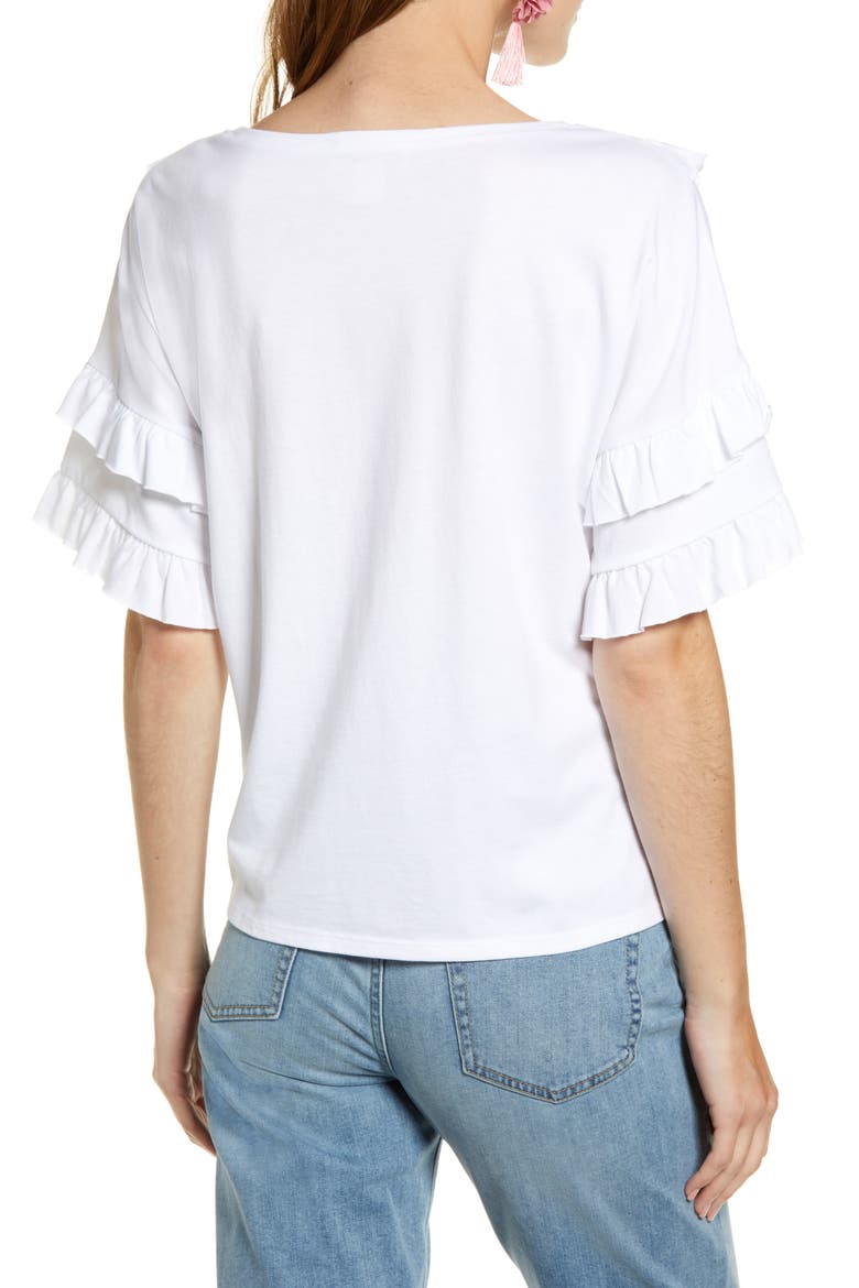 Ruffle Tee, Alternate, color, WHITE