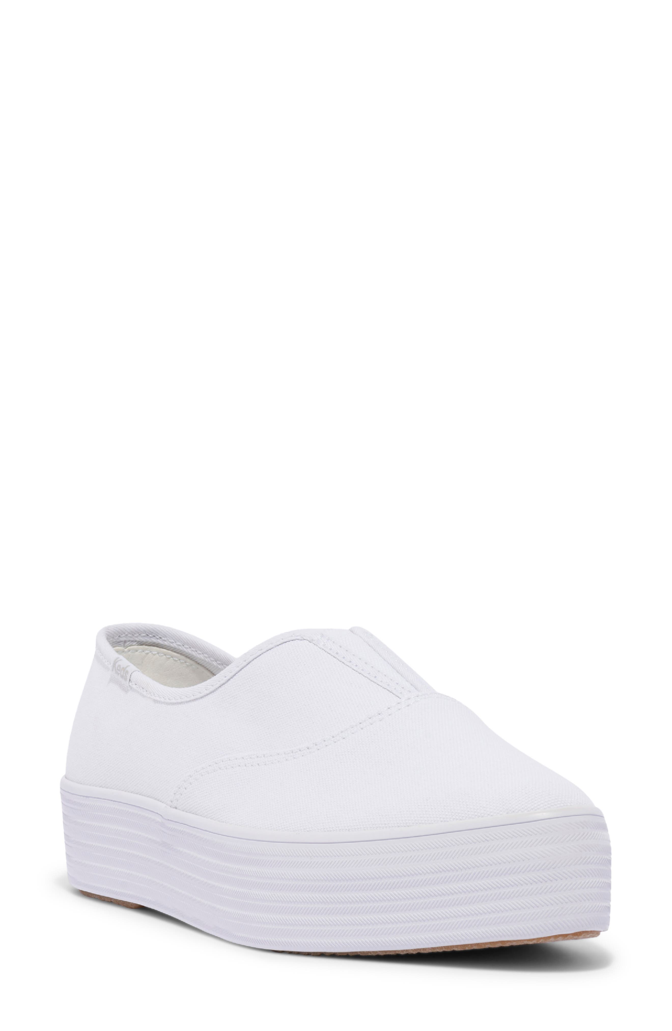 Keds<sup
®</sup
 Point Platform Slip-On Sneaker, Main, color, White Canvas