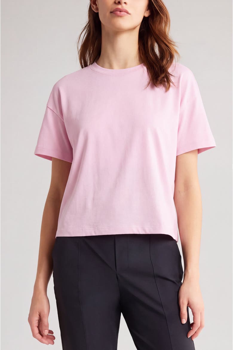 Boxy Short Sleeve Crewneck Organic Cotton T-Shirt, Main, color, Pink