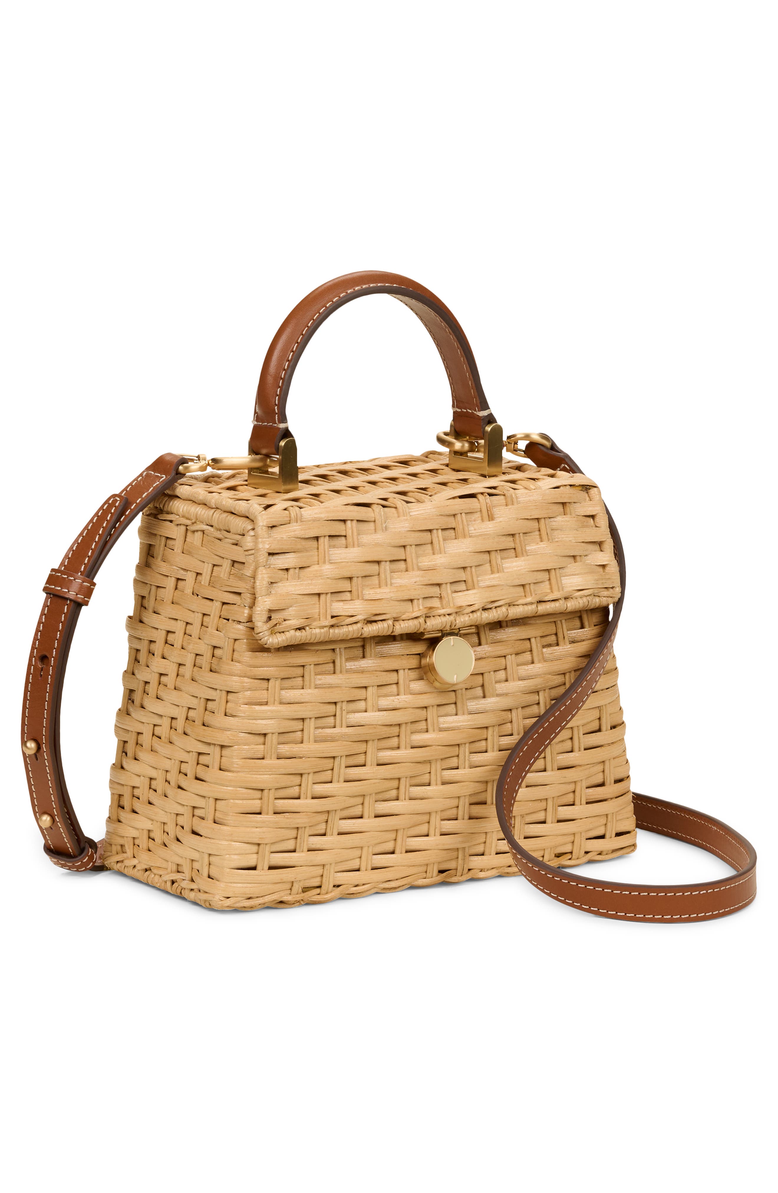 Cult Gaia Sybil Woven Rattan Top Handle Bag, Alternate, color, 
