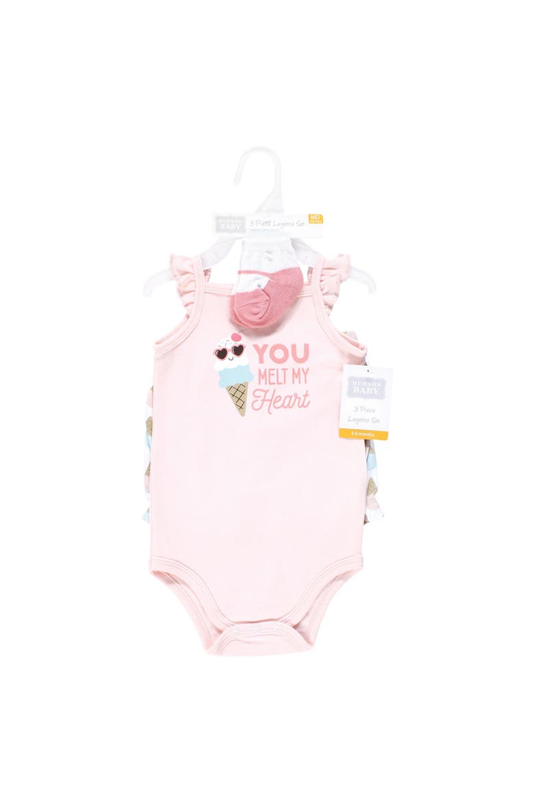 Coordinated Bodysuit Outfit with Shorts and Socks, Alternate, color, Melt My Heart Ice Cream