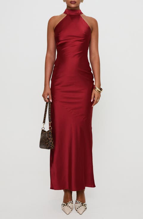 Mordecai Tie Back Satin Maxi Dress
