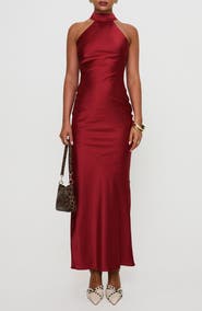 Princess Polly Mordecai Tie Back Satin Maxi Dress