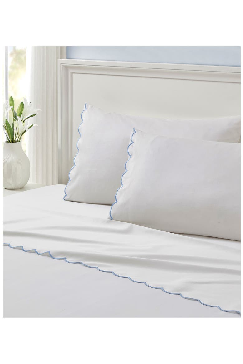 Scallop Cotton Sheet Set, Alternate, color, BLUE