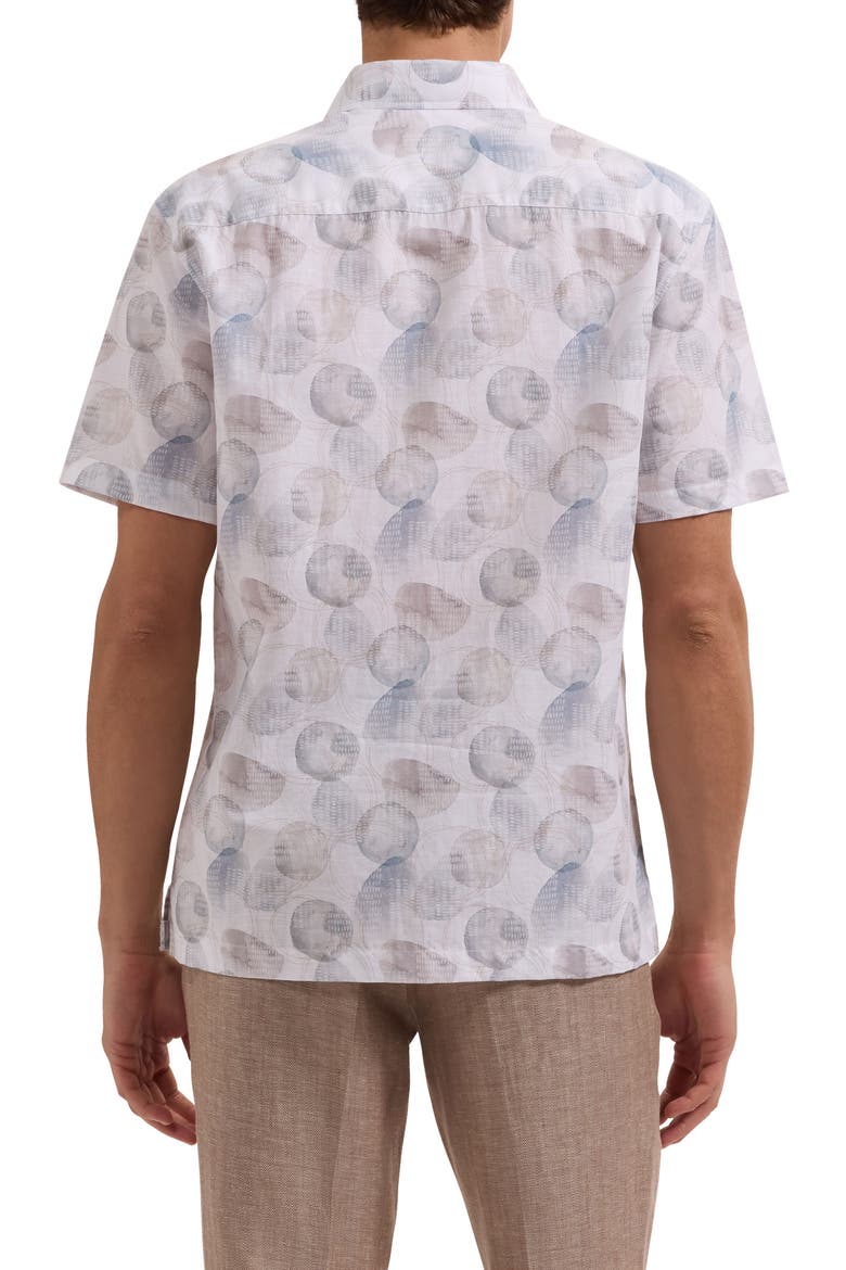 Vero Shaped Fit Abstract Print Short Sleeve Button-Up Shirt, Alternate, color, PLATINUM