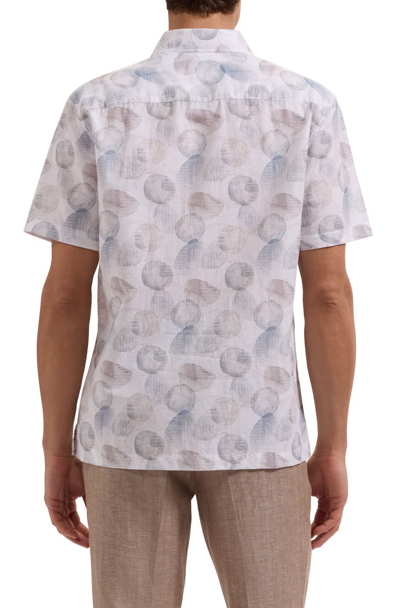 Bugatchi Vero Shaped Fit Abstract Print Short Sleeve Button-Up Shirt, Alternate, color, Platinum