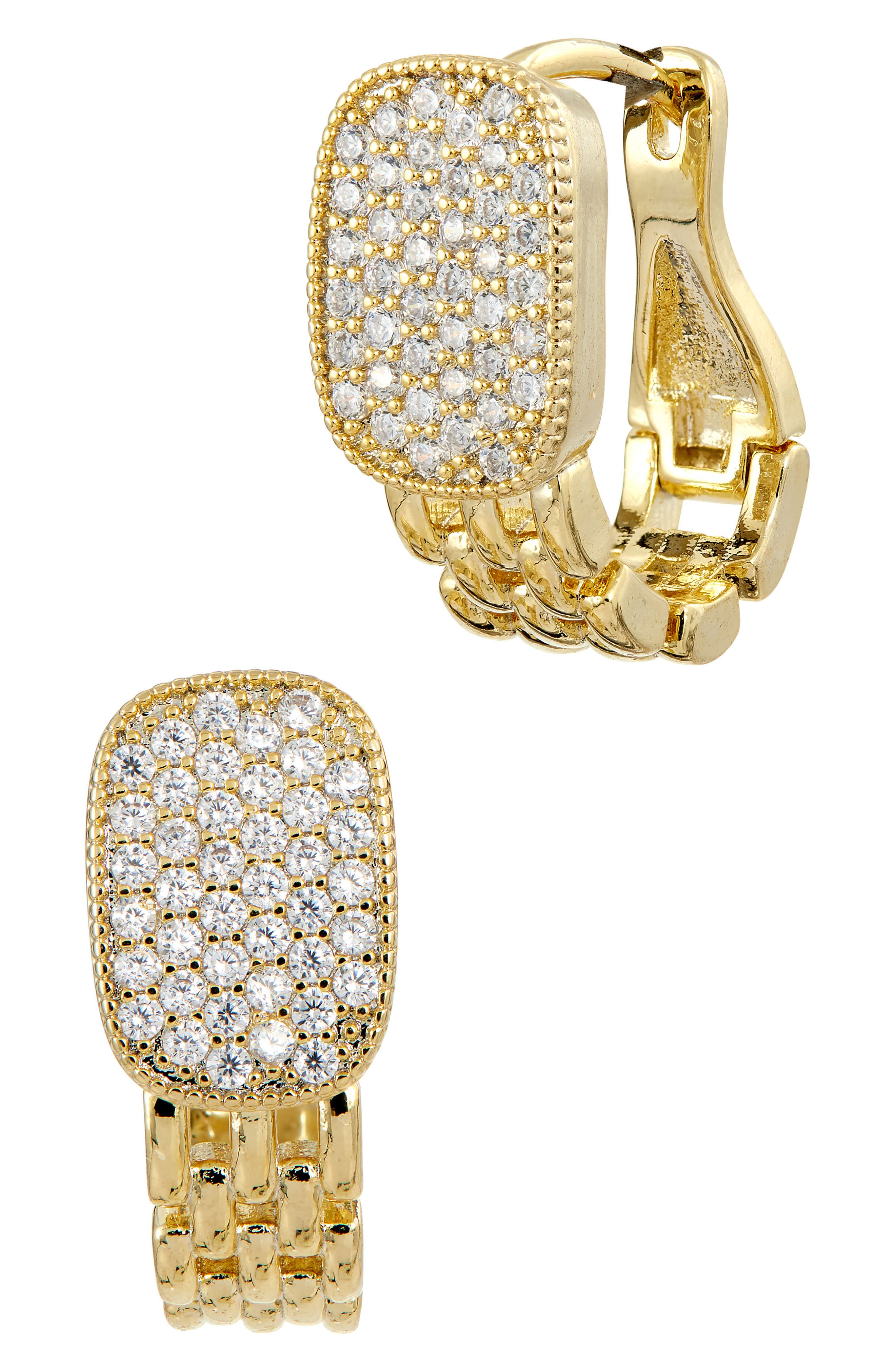 SAVVY CIE JEWELS Pavé Panther Link Hoop Earrings