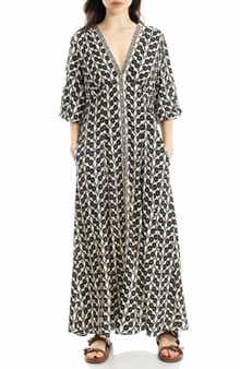 MAX STUDIO Three-Quarter Sleeve Maxi Dress