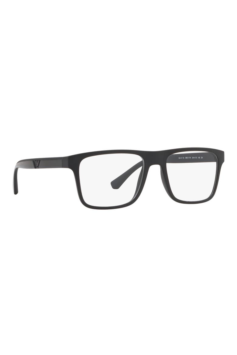 52mm Rectangle Optical Glasses, Alternate, color, MATTE BLACK / CLEAR