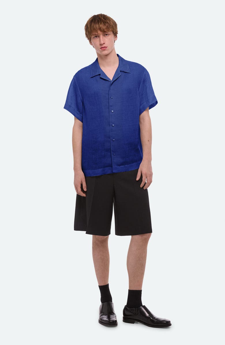 Helmut Lang Relaxed Linen Camp Shirt, Alternate, color, Cobalt