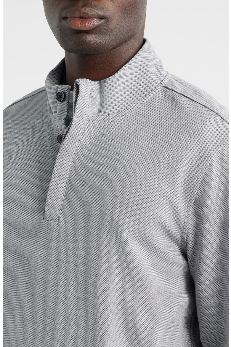 Clarence Textured Quarter Button Pullover, Alternate, color, SILVER