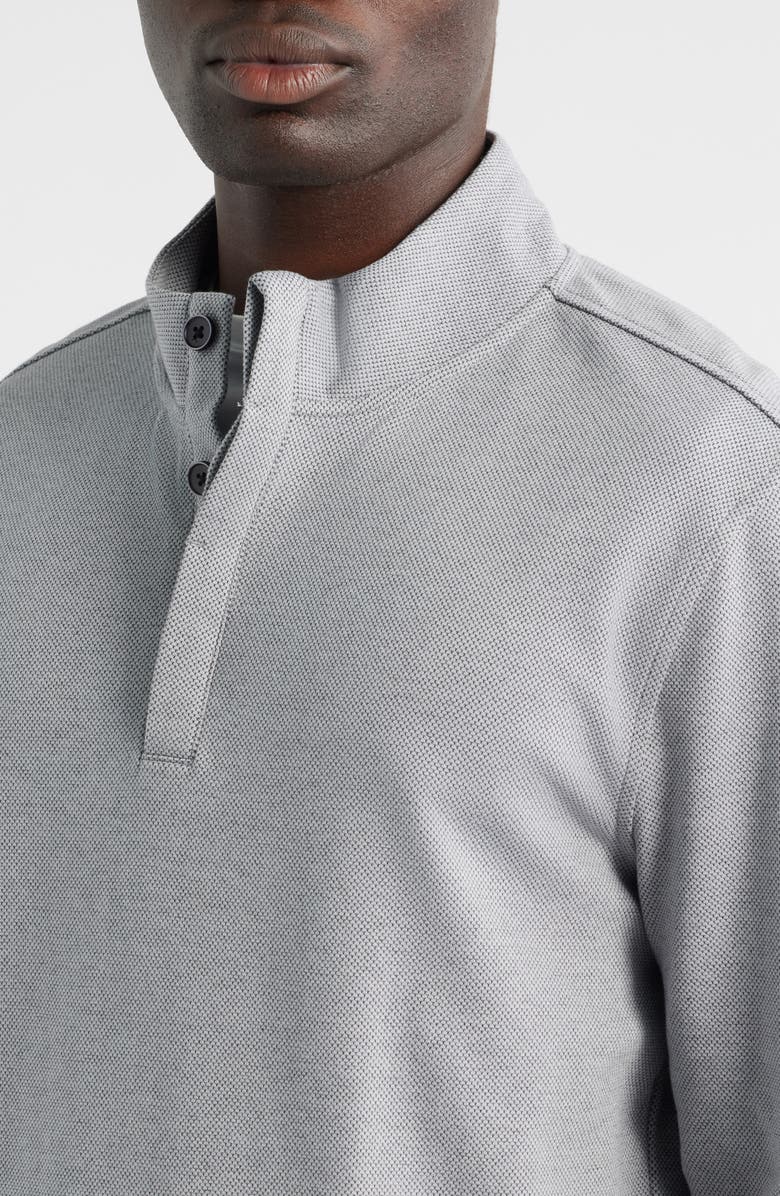 Robert Barakett Clarence Textured Quarter Button Pullover, Alternate, color, Silver