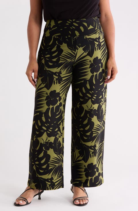 Tropical Print High Waist Wide Leg Palazzo Pants