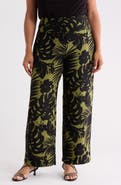 Anne Klein Tropical Print High Waist Wide Leg Palazzo Pants