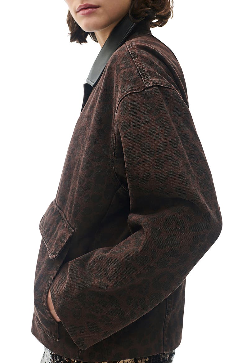 Natalia Leopard Print Cotton Jacket, Alternate, color, ESPRESSO/ LEOPARD PRINT
