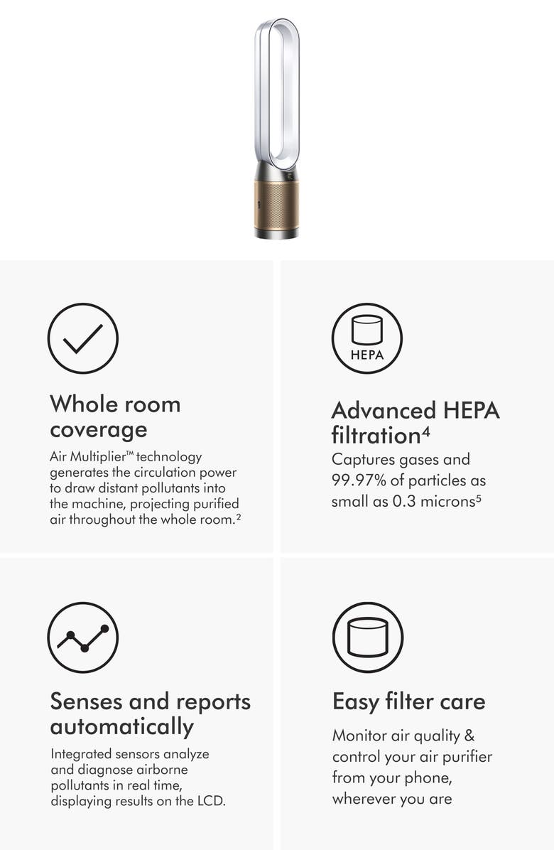 Dyson Purifier Cool Formaldehyde<sup>™</sup> TP09 Purifing Fan - White/Gold, Alternate, color,