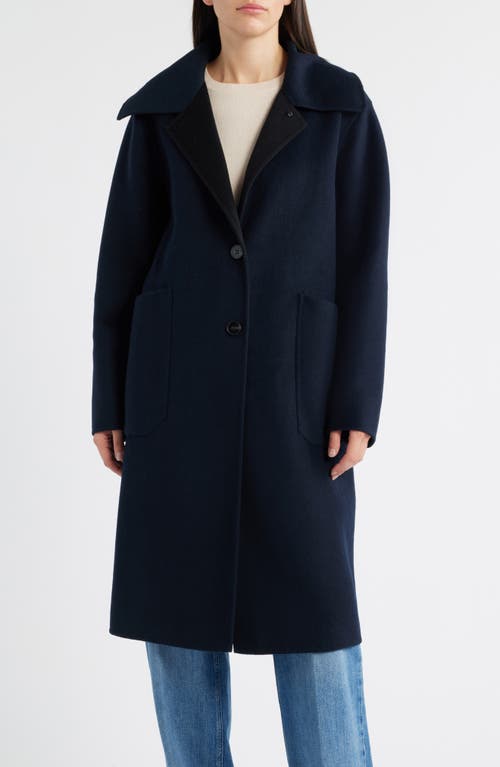 Bernardo Brushed Double Face Overcoat In Blue