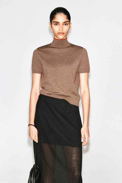 Merino Wool Turtleneck Top