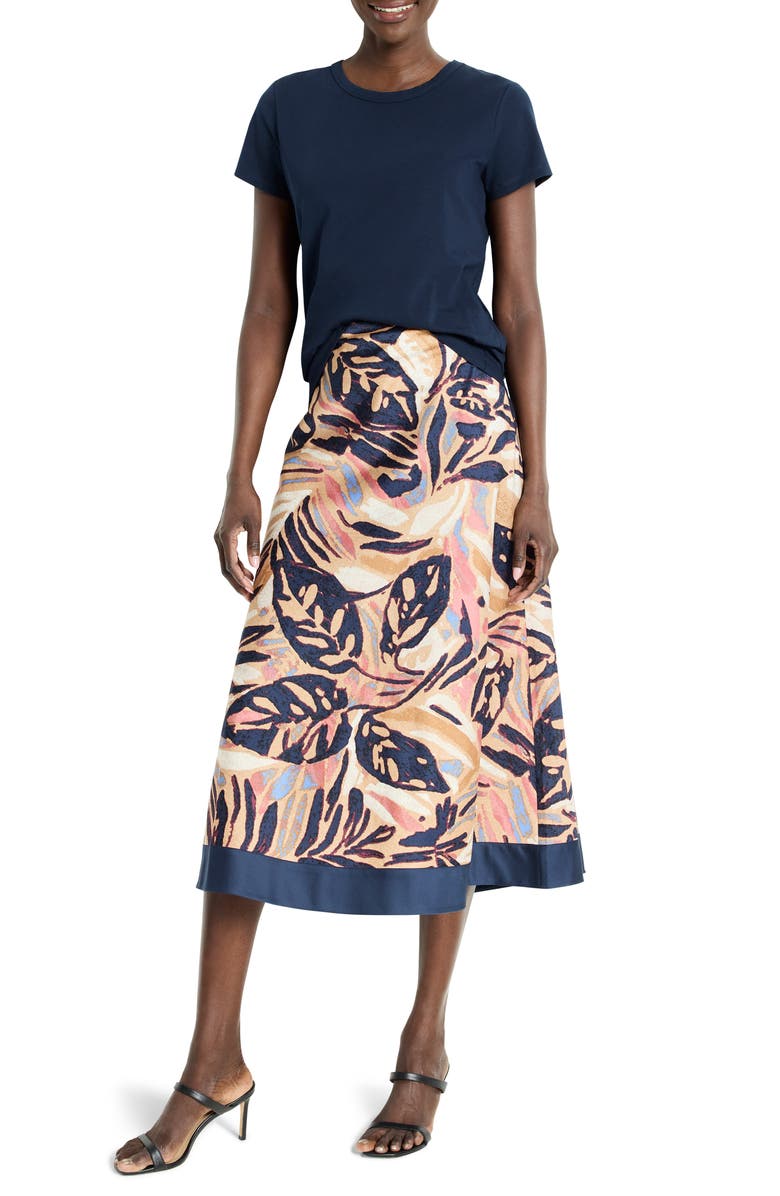 NIC+ZOE Terracotta Garden Cotton Midi Skirt, Alternate, color, Neutral Multi