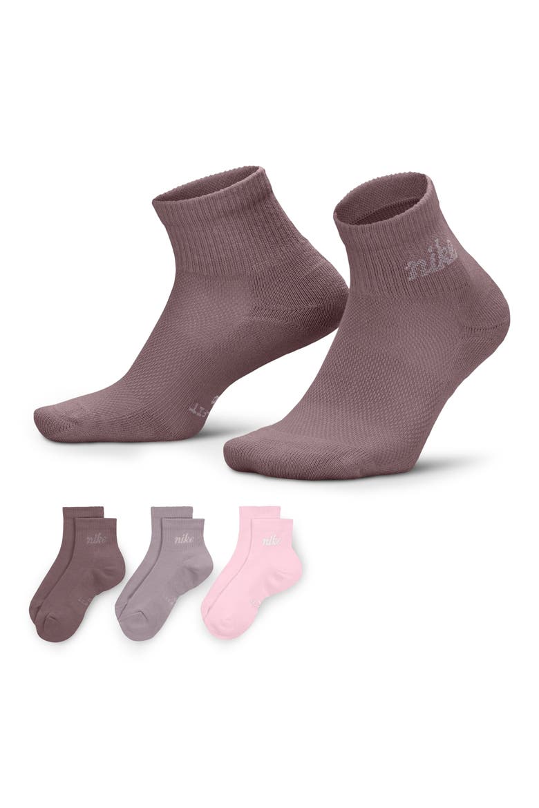 Everyday Elevated Assorted 3-Pack Ankle Socks, Alternate, color, TATTOO/LIGHT VIOLET ORE/PINK