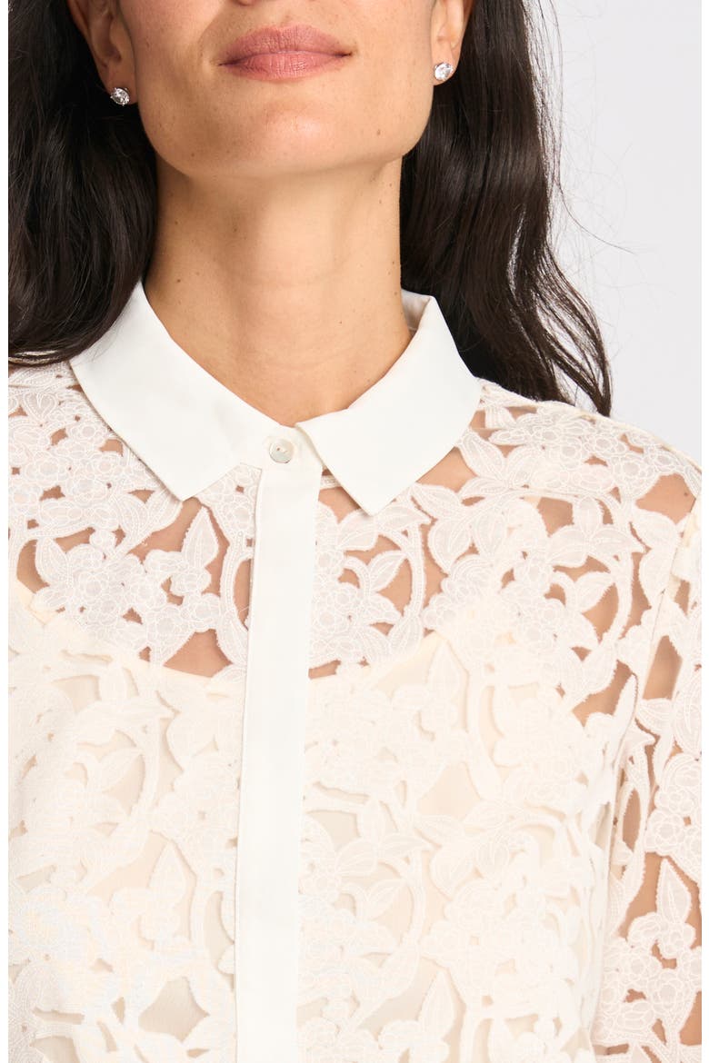 Floral Lace Hidden Placket Shirt, Alternate, color, NEW IVORY