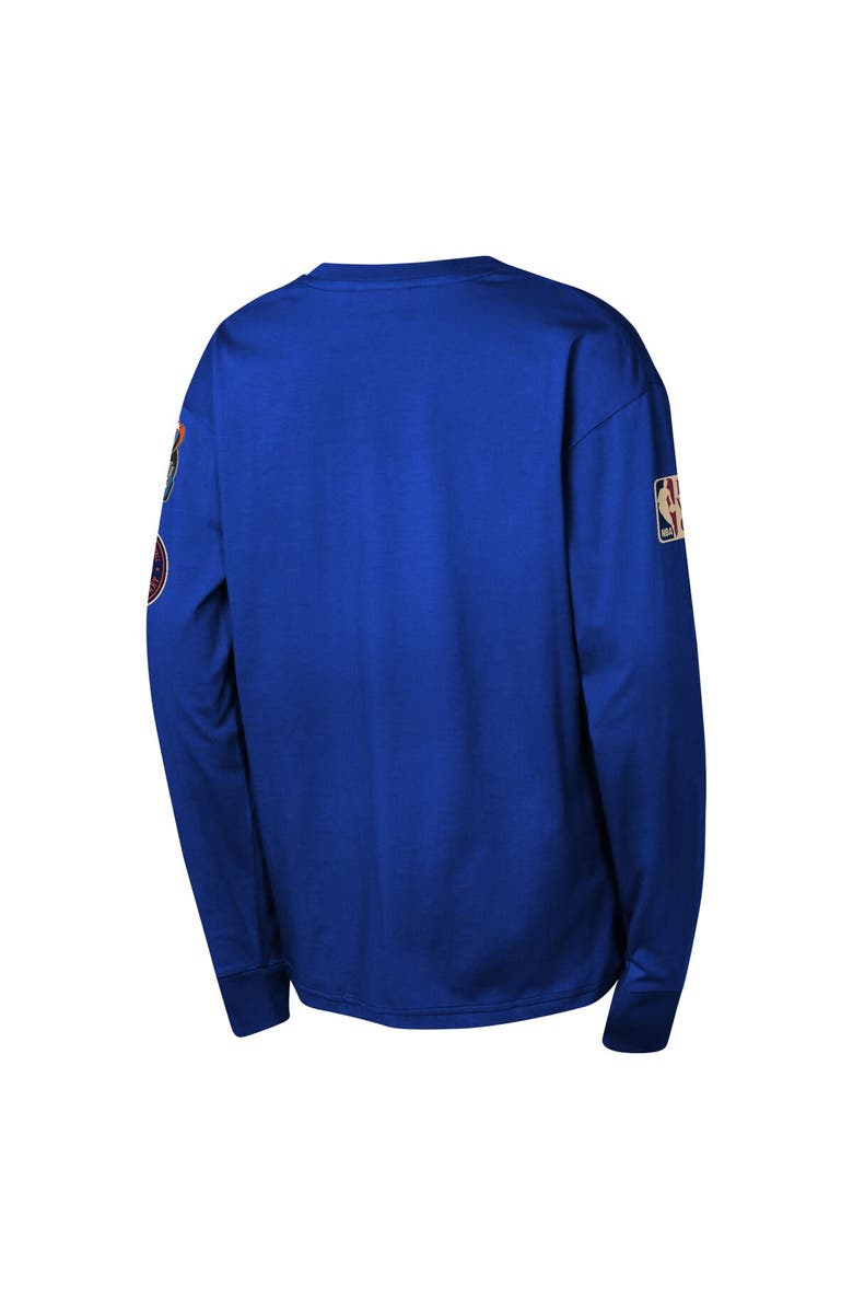 Mitchell & Ness Youth Mitchell & Ness Blue New York Knicks  Hardwood Classics All Over Long Sleeve T-Shirt, Alternate, color, 