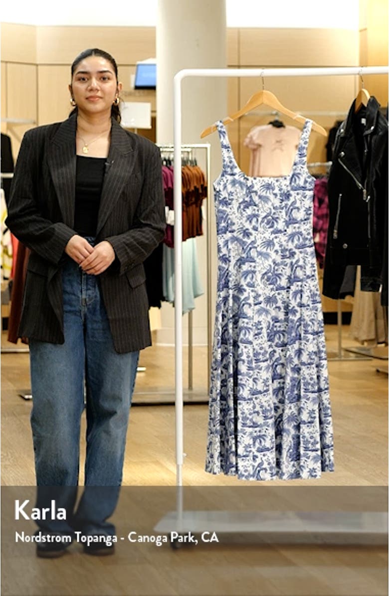 Wells Abstract Print Stretch Cotton Midi Dress, sales video thumbnail