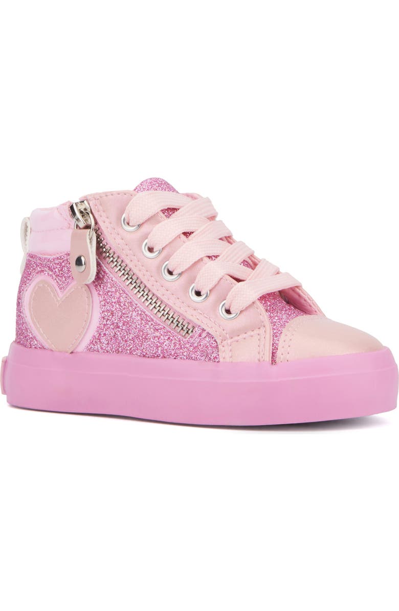 OLIVIA MILLER Kids' Glitter Heart Sneaker, Main, color, Pink