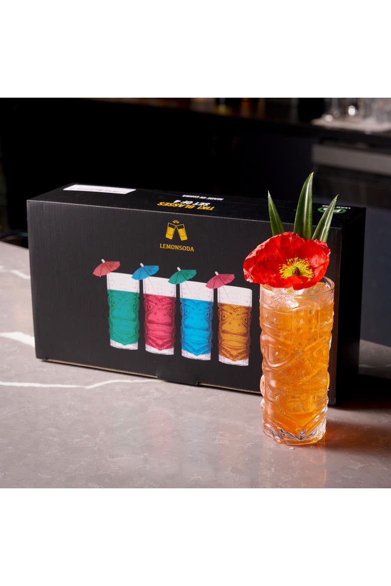Clear Tiki Glasses - 450 ML - Set of 4, Alternate, color, Clear