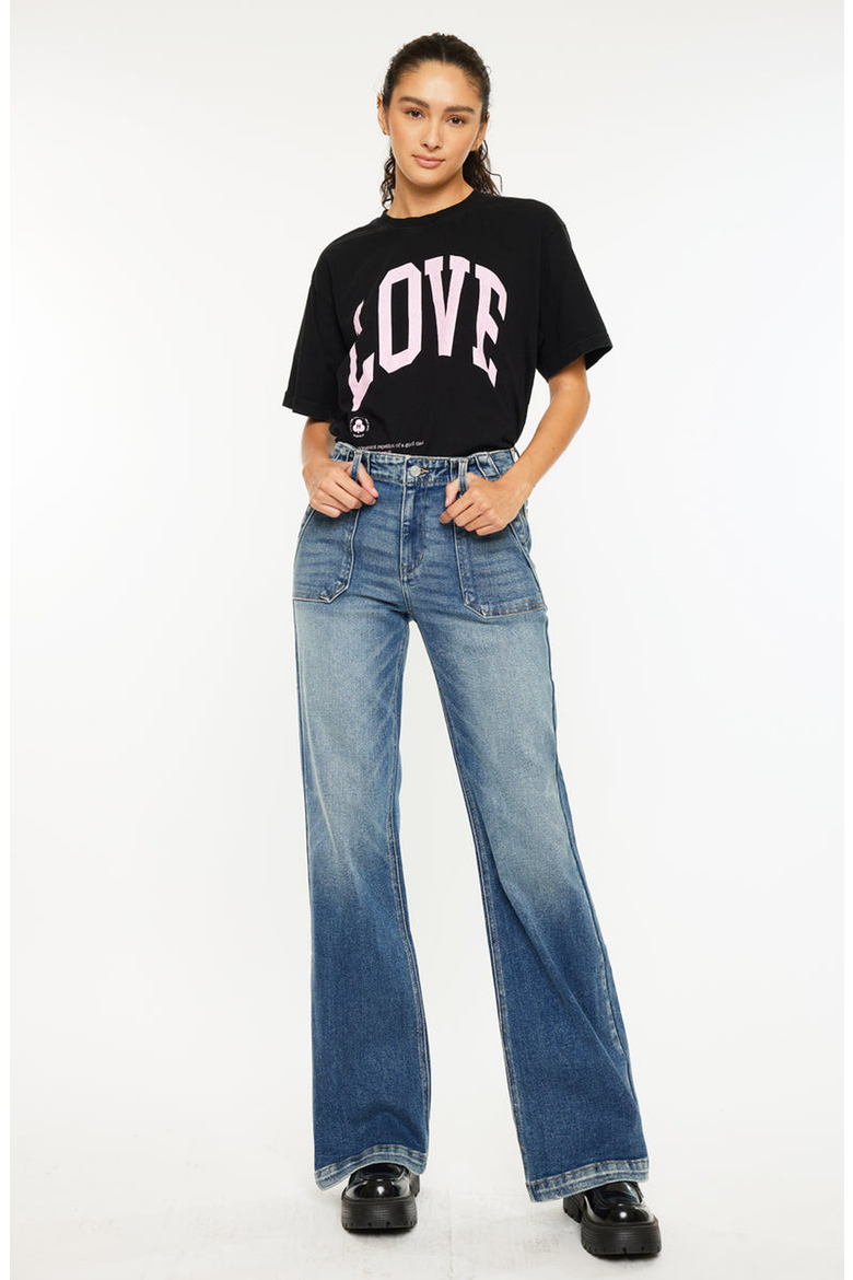 Melody High Rise Wide Flare Jeans, Alternate, color, Medium Wash
